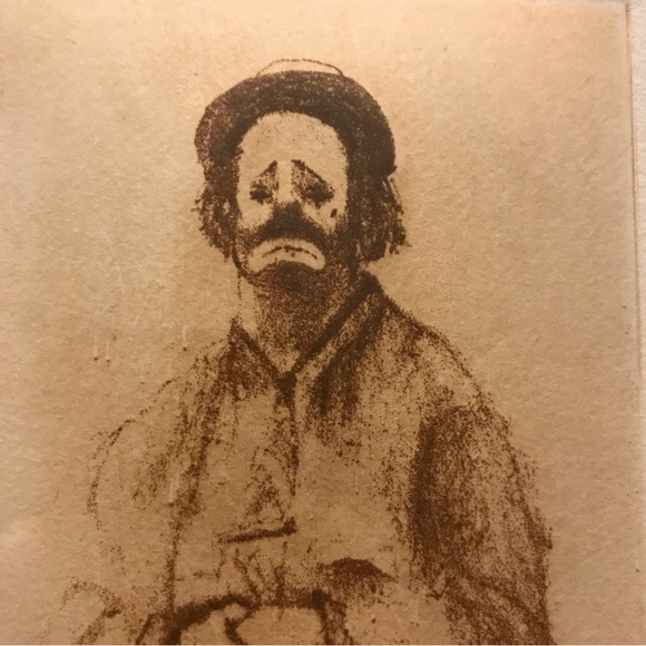Vintage Clown Emmett Kelly Soft-Ground Intaglio Etching Drawing |Artist Unknown - Picture 3 of 7